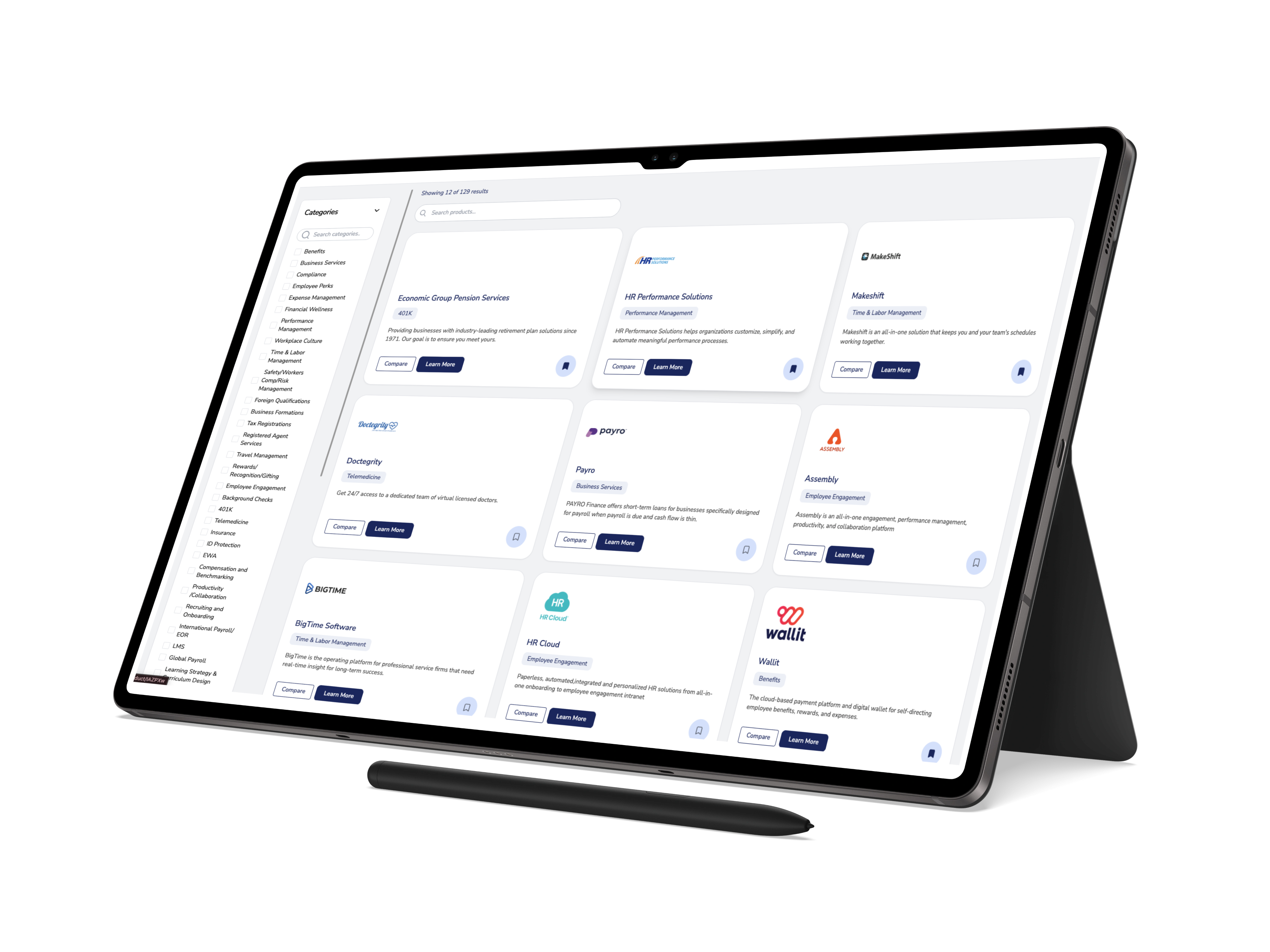 Marbles HR Marketplace on tablet